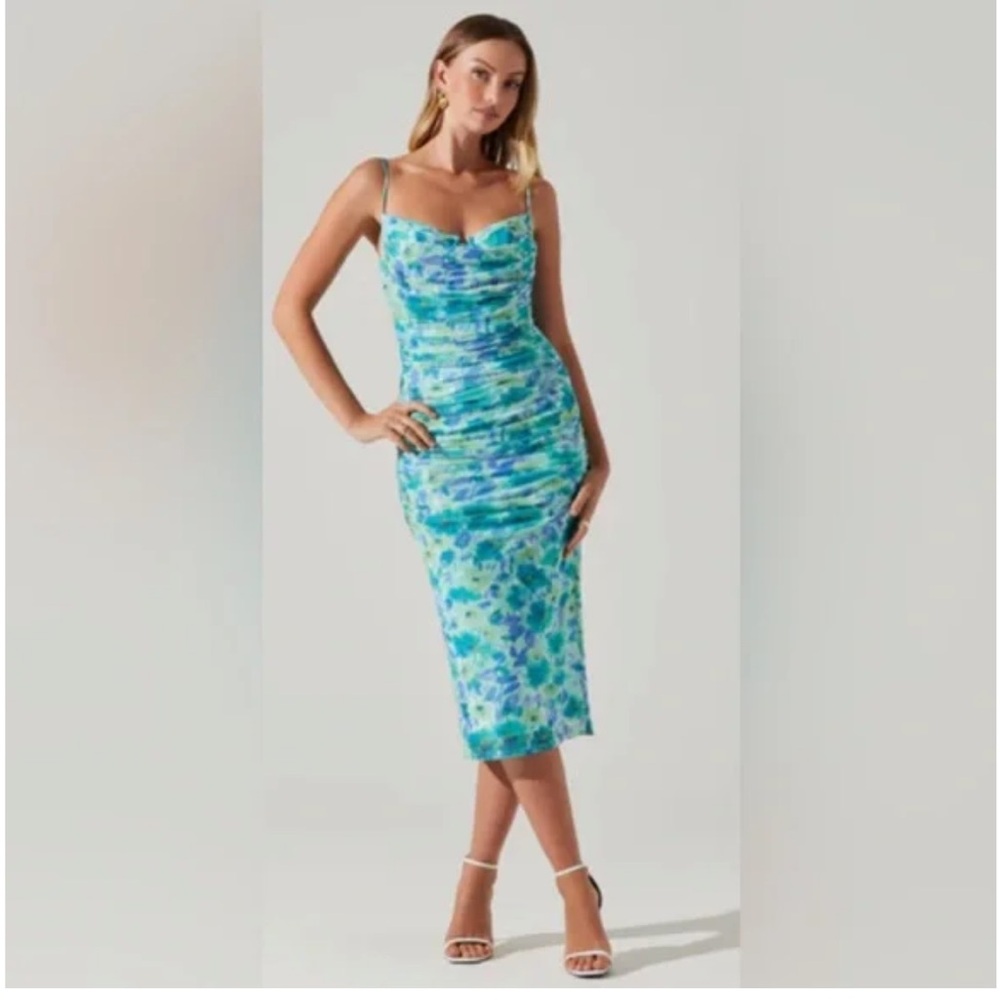 ASTR Malta Ruched Mesh Bodycon Dress - M